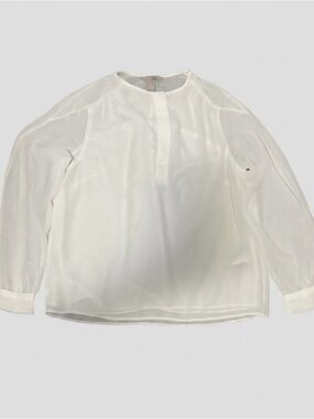H&M White Sheer Button-Front Blouse